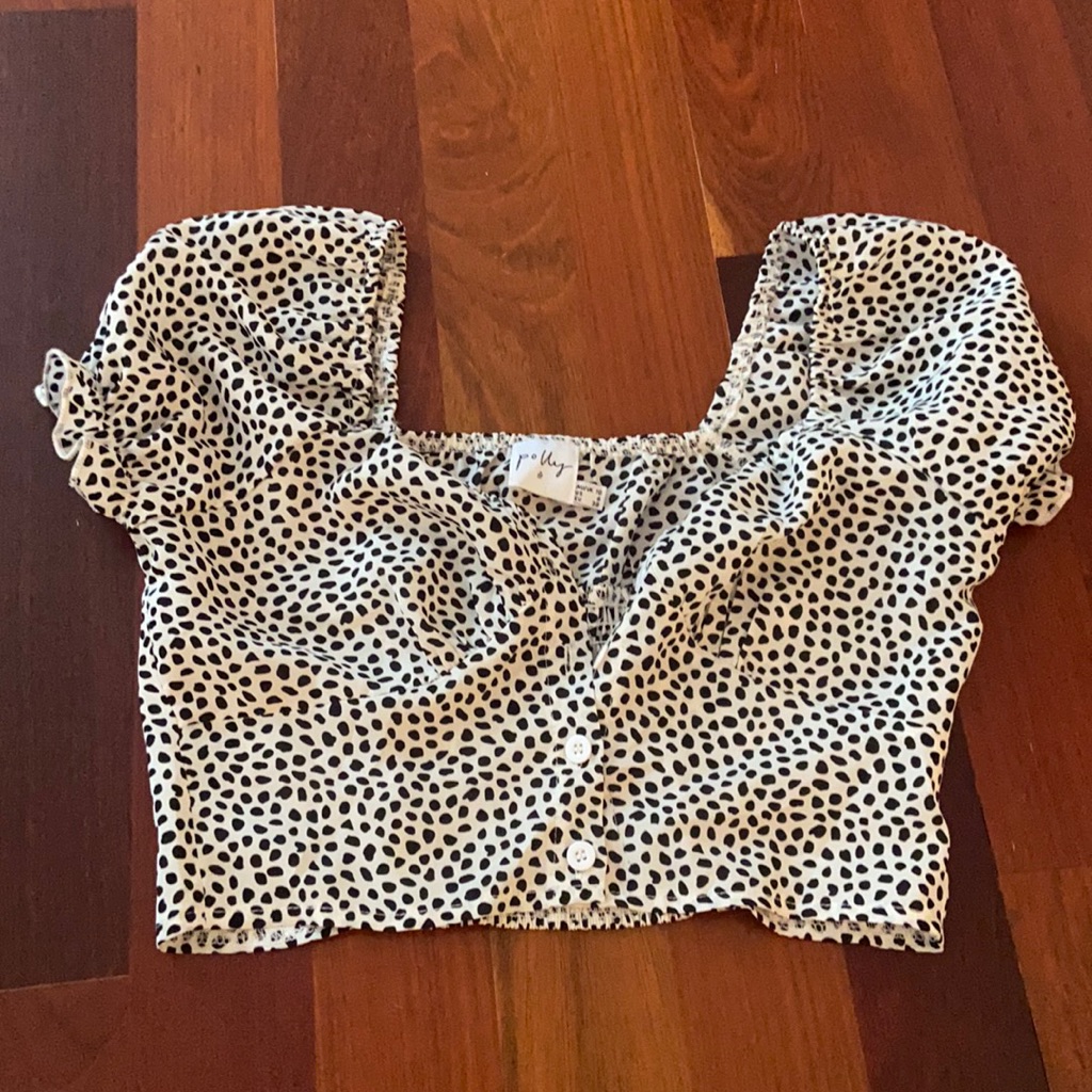 Patterned Button Front Crop Top